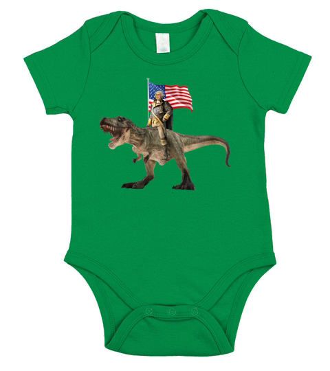 Washington Riding T-rex Dinosaur For 4th Of July shirt Short Sleeve Baby One-Piece