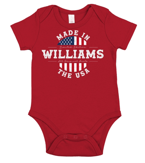 Williams Name Patriotic American Made in The USA Short Sleeve Baby One-Piece