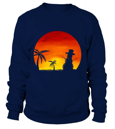 Sundown Snowman Under Palm Trees Beach Christmas Sweatshirt Unisex