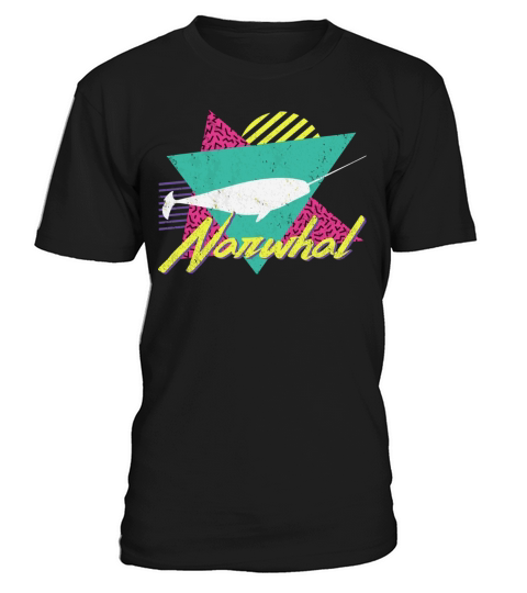 Vintage Retro 80S Or 90S Narwhal T-Shirt Unisex