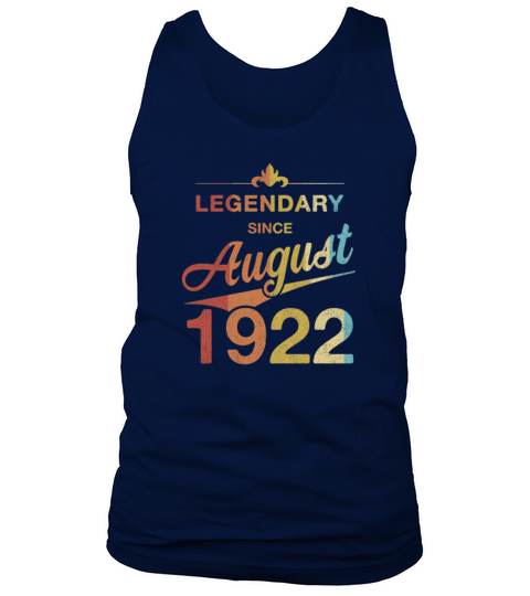 100th Birthday 100 Year Old Born August 1922 Gift Tank Top Unisex