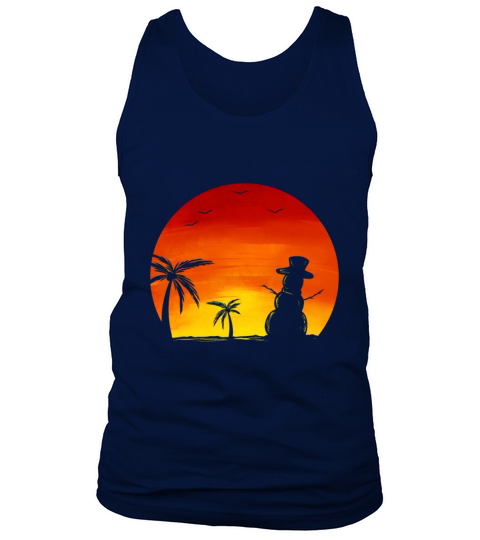 Sundown Snowman Under Palm Trees Beach Christmas Tank Top Unisex