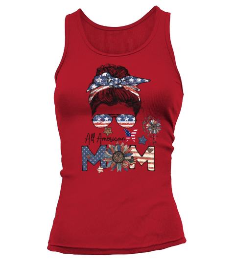 All american mom sunflowers flag usa Tank top Woman