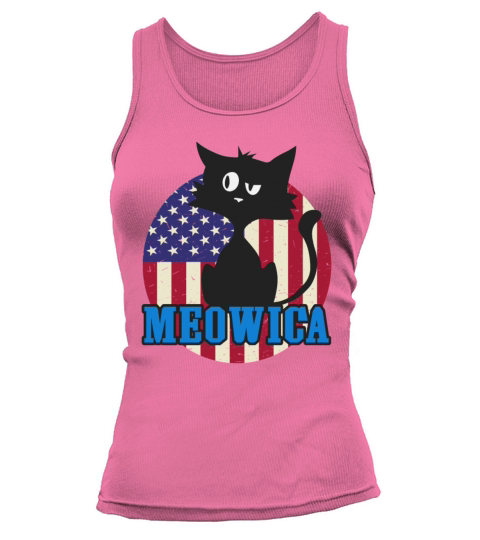Cat 4th of July Meowica Merica USA American Flag Tank top Woman