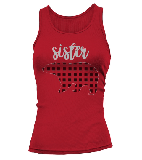 red plaid sister bear matching family pajama t shirt 5mq Black Tank top Woman