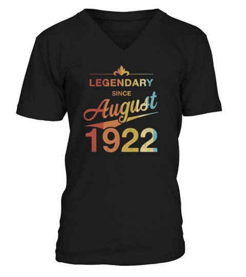 100th Birthday 100 Year Old Born August 1922 Gift V-Neck T-shirt
