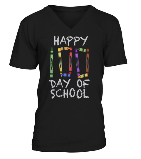 100th Day of School Shirt Crayon 100 for Teacher or Child V-Neck T-shirt
