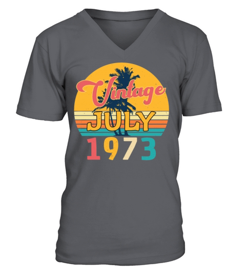 1973 July Vintage With Palm Trees V-Neck T-shirt