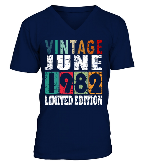 1982 vintage born in June gift V-Neck T-shirt