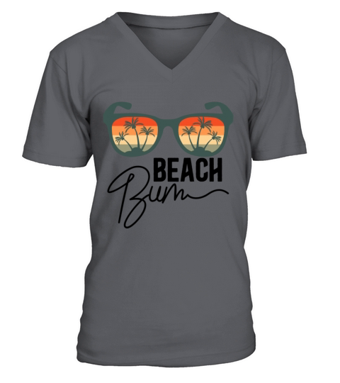Beach Bum Vintage Sunset Sunglasses Palm Trees V-Neck T-shirt