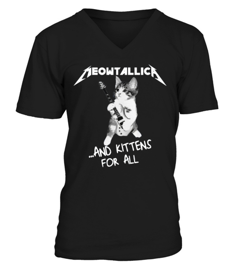 Cat Play Guitar Meowtallica and kittens for all shirt V-Neck T-shirt