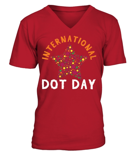 Colorful Star Pattern International Dot Day V-Neck T-shirt