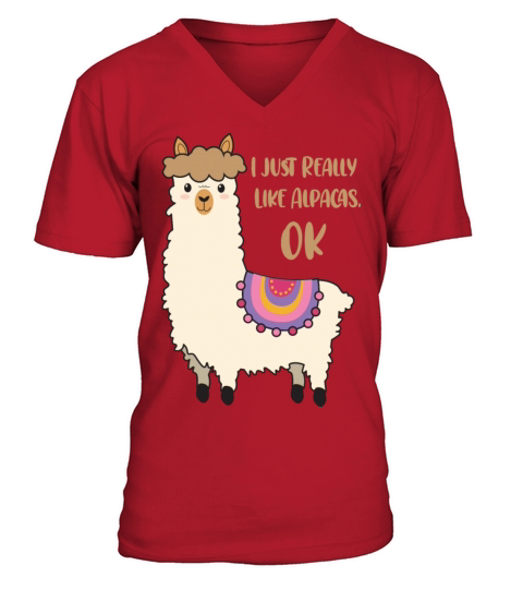 FUNNY LLAMA LOVER FUNNY ALPACA CUTE ANIMALS V-Neck T-shirt
