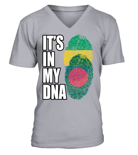 Gambian And Bangladeshi Mix Heritage DNA Flag V-Neck T-shirt