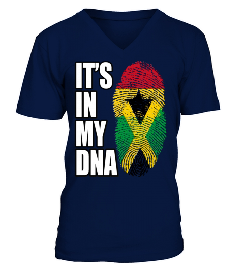 Ghanaian And Jamaican Mix Heritage DNA Flag V-Neck T-shirt