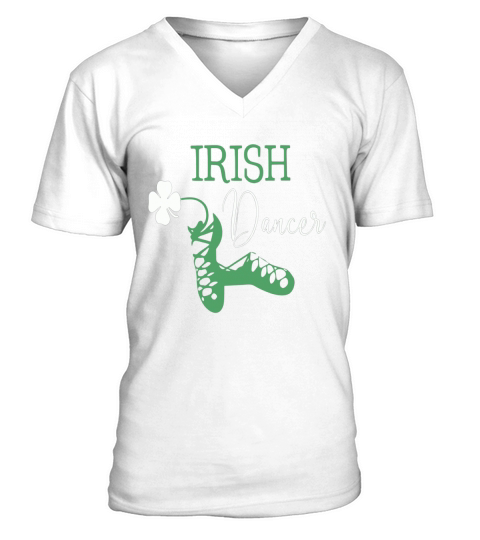 Irish dancer shamrock dancing V-Neck T-shirt