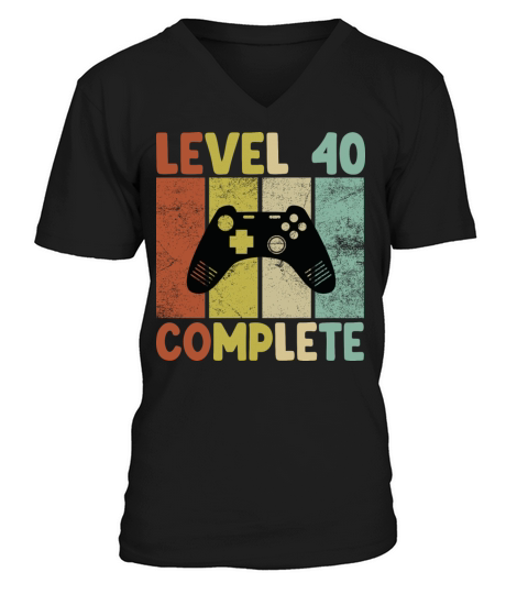Level 40 Complete Vintage 40th Birthday Funny Game V-Neck T-shirt