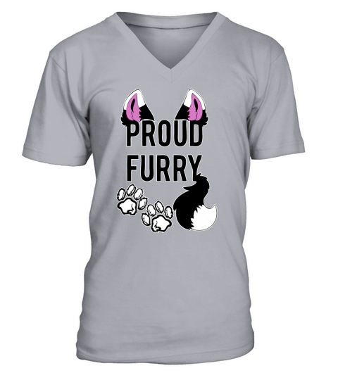 Proud Furry Shirt Furries Shirt Tail and Ears Cosplay Shirt V-Neck T-shirt