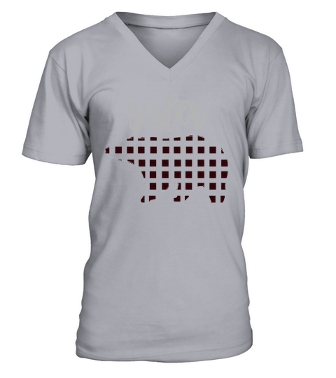 red plaid sister bear matching family pajama t shirt 5mq Black V-Neck T-shirt