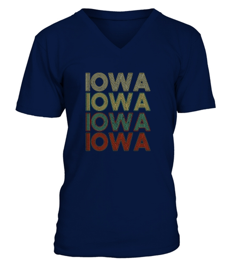 Retro America State Flag Vintage Iowa V-Neck T-shirt