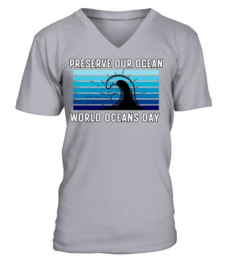 Retro Vintage World Oceans Day Preserve Our Ocean V-Neck T-shirt