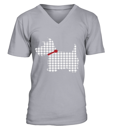 Scottie Dog Scottish Terrier T Shirt Black White Plaid V-Neck T-shirt