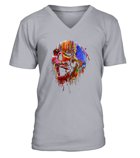 Skull Colorful Neon V-Neck T-shirt