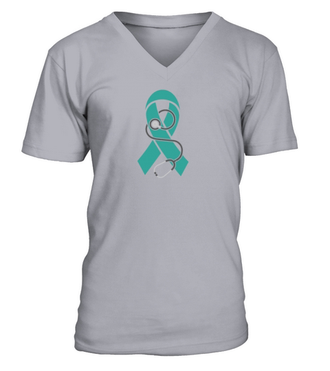 Stethoscope-Interstitial Cystitis Awareness Ribbon V-Neck T-shirt