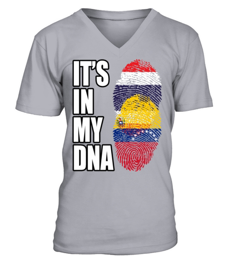 Thai And Venezuelan Vintage Heritage DNA Flag V-Neck T-shirt