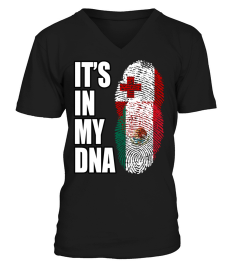 Tongan And Mexican Mix Heritage DNA Flag V-Neck T-shirt