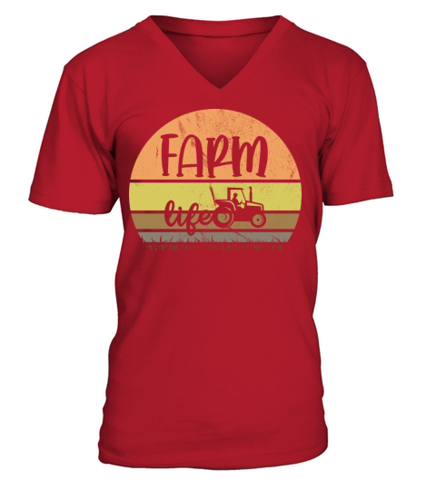 Vintage Retro Farm Life Tractors Farmers V-Neck T-shirt