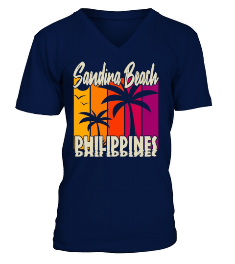 Vintage Sandira Beach Philippines V-Neck T-shirt