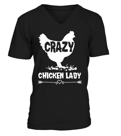 Womens Crazy Chicken Lady,Funny Farmer Farming T-Shirt V-Neck T-shirt