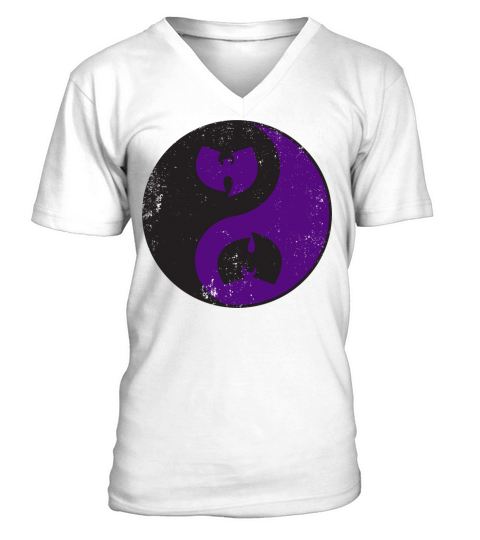 yin and yang wutang black and dark purple V-Neck T-shirt