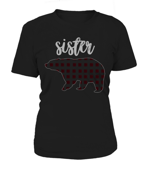 red plaid sister bear matching family pajama t shirt 5mq Black Women's T-Shirt