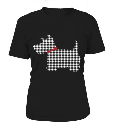 Scottie Dog Scottish Terrier T Shirt Black White Plaid Women's T-Shirt