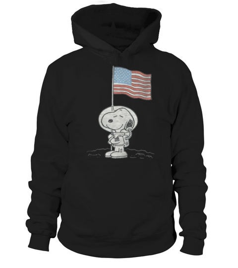 Erdnuss-Snoopy Astronauten-amerikanische Flagge 1. Schritt auf dem Mondhemd Hoodie Unisex
