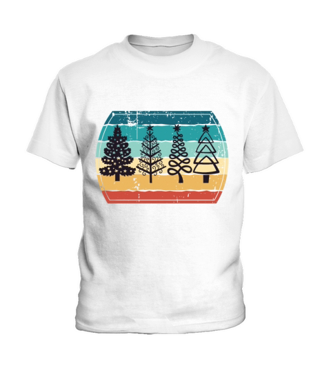 Christmas Abstract Tree Vintage Sunset Kids T-Shirt