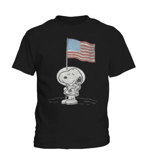Erdnuss-Snoopy Astronauten-amerikanische Flagge 1. Schritt auf dem Mondhemd Kids T-Shirt