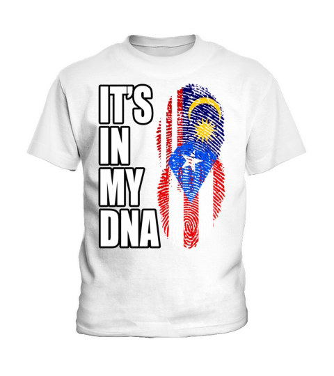Malaysian And Puerto Rican Mix Heritage DNA Flag Kids T-Shirt