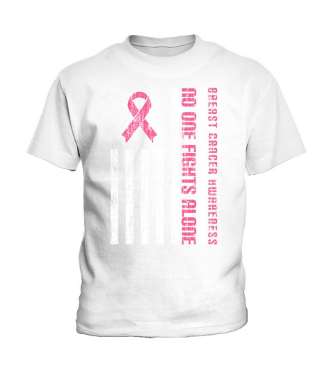 Pink Ribbon Breast Cancer American Flag Kids T-Shirt