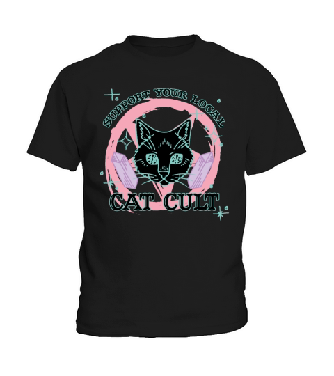 Support Your Local Cat Cult - Pink Pastel Goth Kids T-Shirt