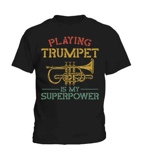 Trumpet Player Vintage Playing Kids T-Shirt