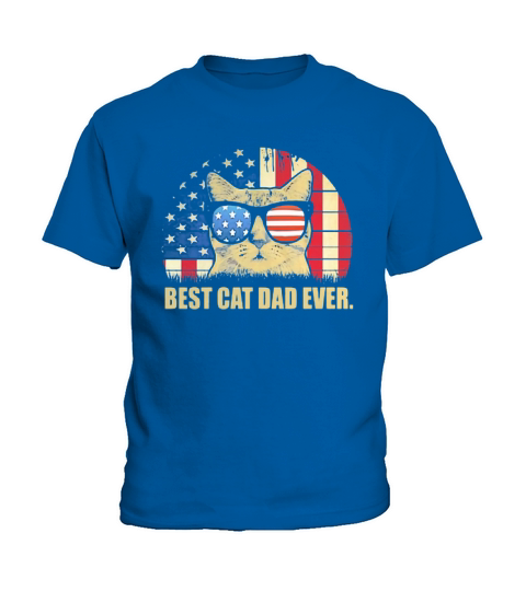 Vintage Best Cat Dad Ever American Flag 4th Of July Independence Day shirth Kids T-Shirt