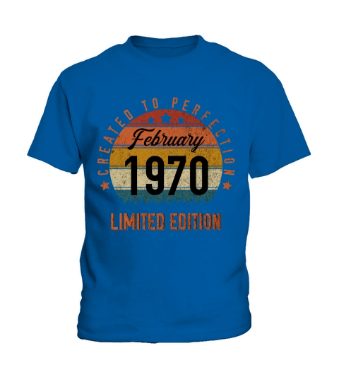 Vintage Created To Perfection February 1970 50th Birthday Kids T-Shirt
