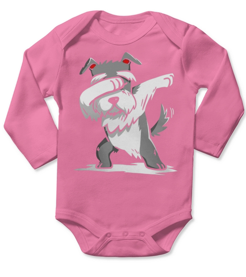 138508 SCHNAUZER CUTE DABBING TSHIRT FUNNY DAB DANCE GIFT SHIRT_BLACK Long Sleeve Baby One-Piece