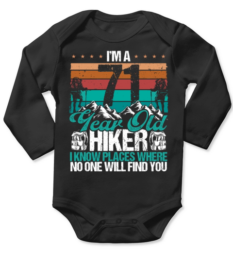 71 Birthday Hikers Vintage Mountains 71 Years Old Long Sleeve Baby One-Piece