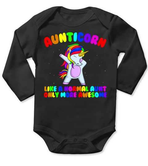 Aunticorn Like Aunt Only Awesome Dabbing Aunticorn Long Sleeve Baby One-Piece