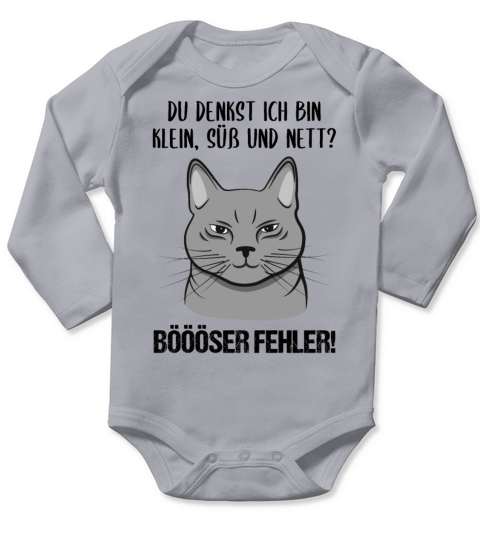 Cat Small Sweet Nice Bad Mistake Quote Gift Long Sleeve Baby One-Piece