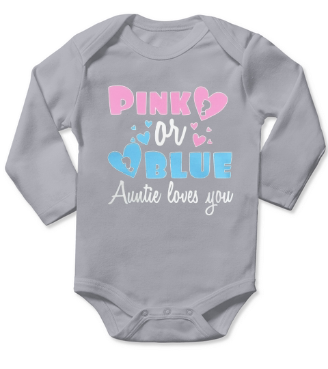 Gender reveal party t shirts aunt auntie pink blue love you Long Sleeve Baby One-Piece